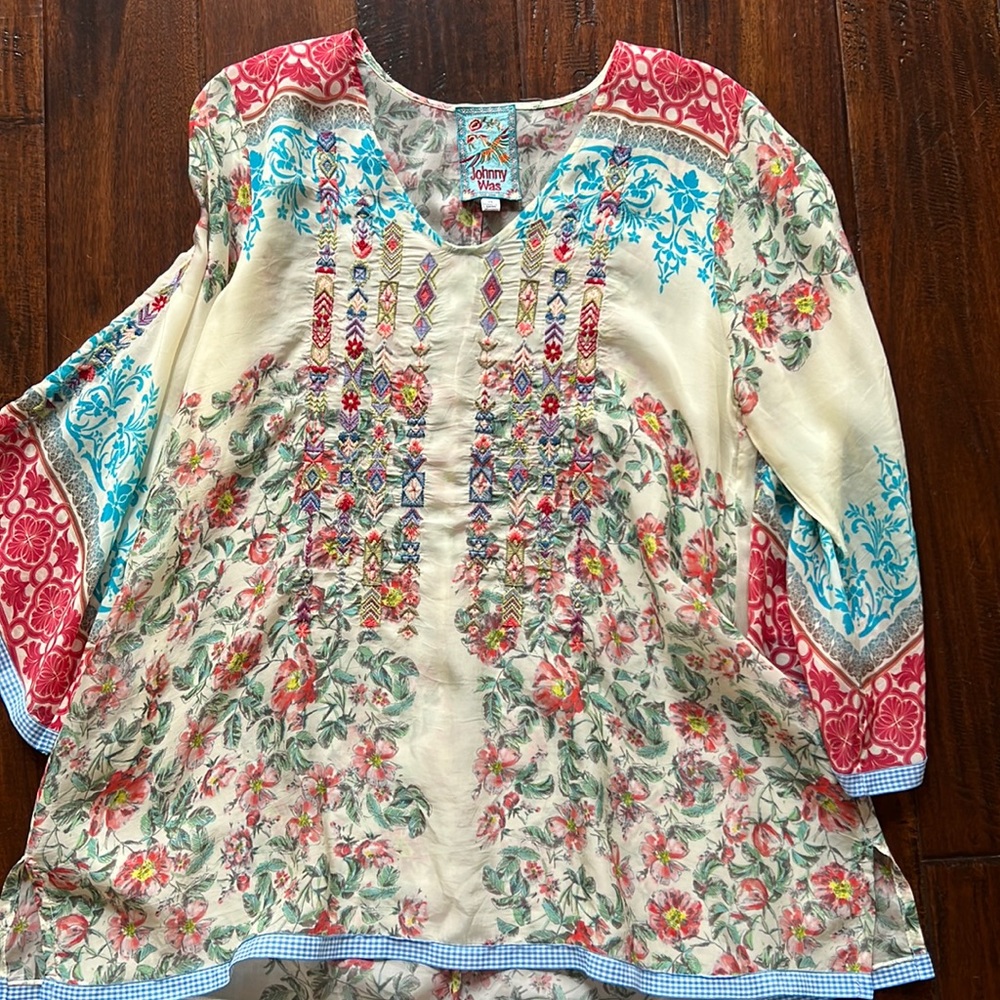 Johnny Was Embroidered Top Size XS